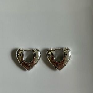 Silver 925 Star-Embellished Heart Earrings